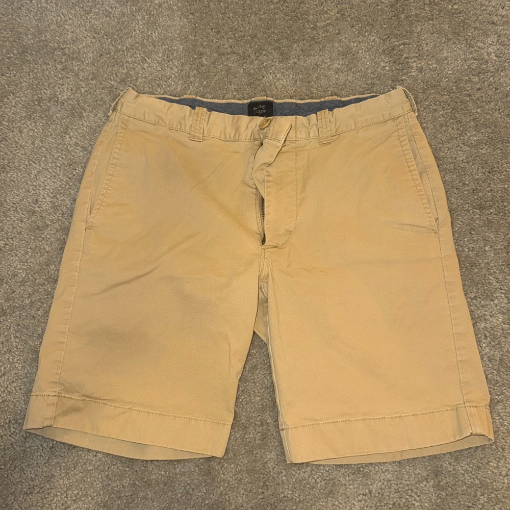 J. Crew Flex Chino Khaki Shorts Size 31 Waist 9” inseam